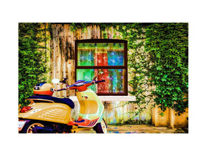 Colorful Vespa at Door Painitng