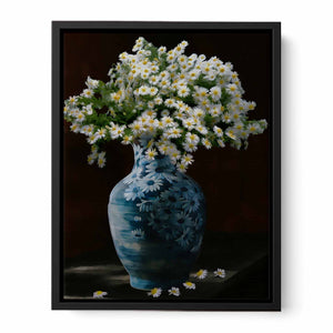 White Yellow Flower Still Life Painting