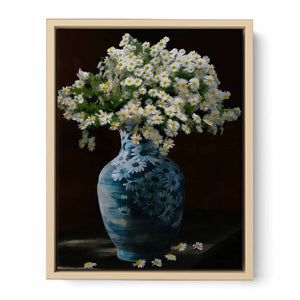 White Yellow Flower Still Life Painting
