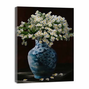 White Yellow Flower Still Life Painting