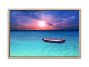 Sunset Boat Ocean Painting