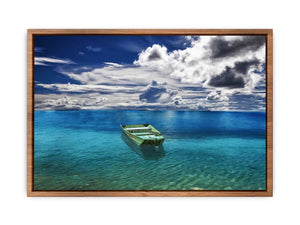 Green Boat Ocean Painting