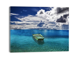 Green Boat Ocean Painting