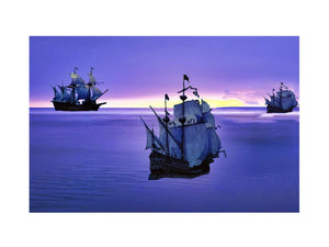 Blue Sailing Ship Painting