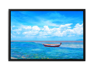 Blue Sea Boat Painting