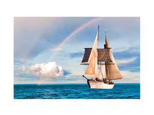 Sailing Ship Rainbow Painting