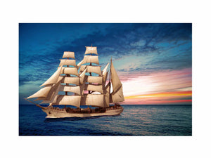 Sailing Ship Sunset Painting