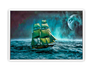 Sailing Ship Storm & Moon Painting