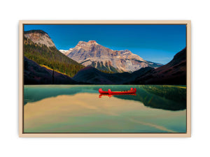 Lake Red Boat Painting