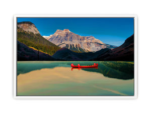 Lake Red Boat Painting