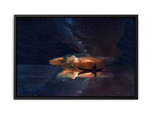 Man Boat Galaxy Universe Painting