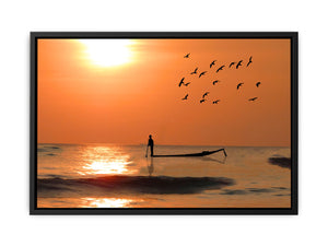 Fisherman in Sea Painting