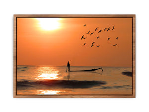 Fisherman in Sea Painting