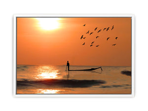Fisherman in Sea Painting
