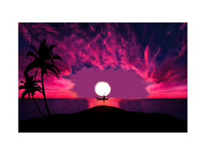 Sunset River and Boat Painting