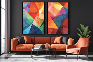 2 Panel Geometric Circle Art Painting