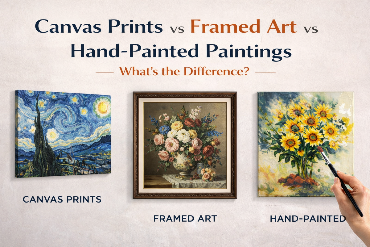 Canvas Prints vs Framed Art vs Hand-Painted Paintings — What’s the Difference?