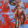 Abstract Red Nude ( Original ) Oil Painiting