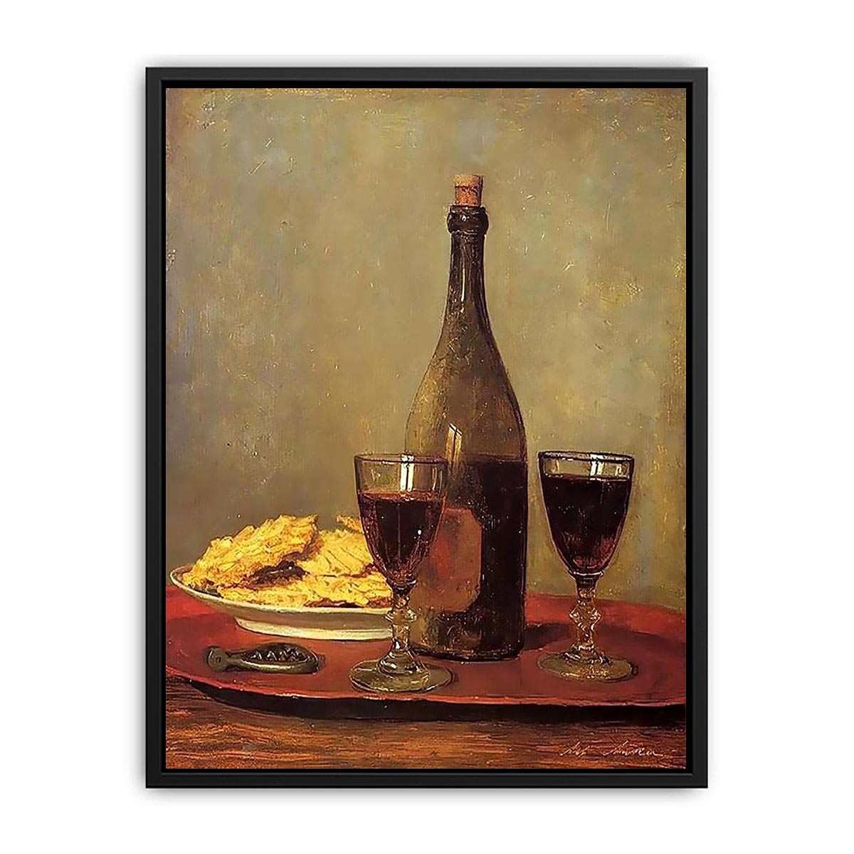 Still Life: Two Glass of Red Wine by Albert Anker