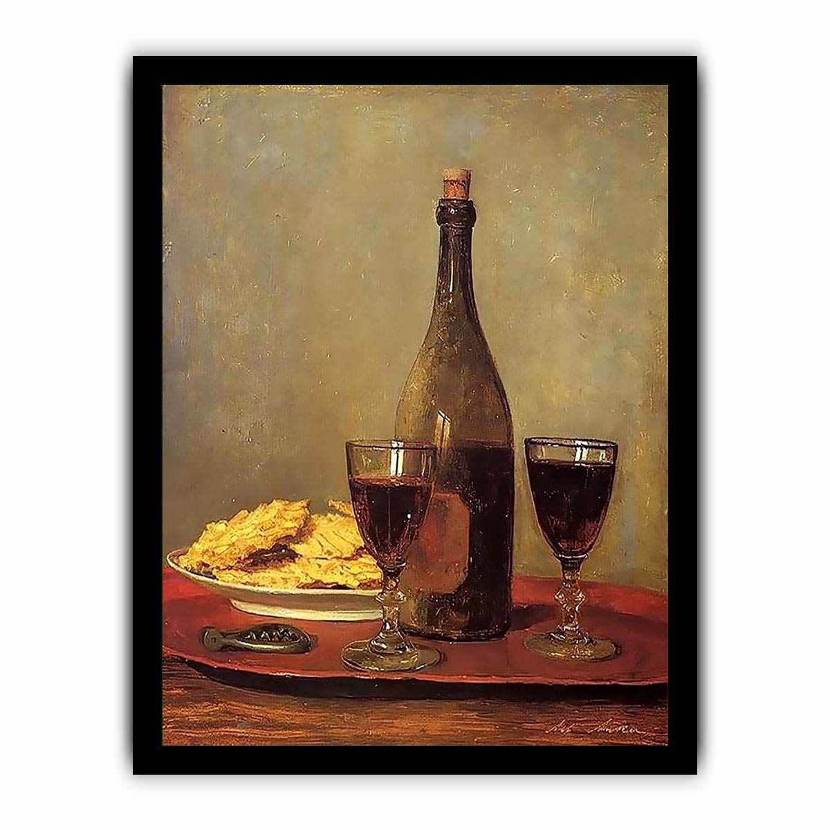 Still Life: Two Glass of Red Wine by Albert Anker