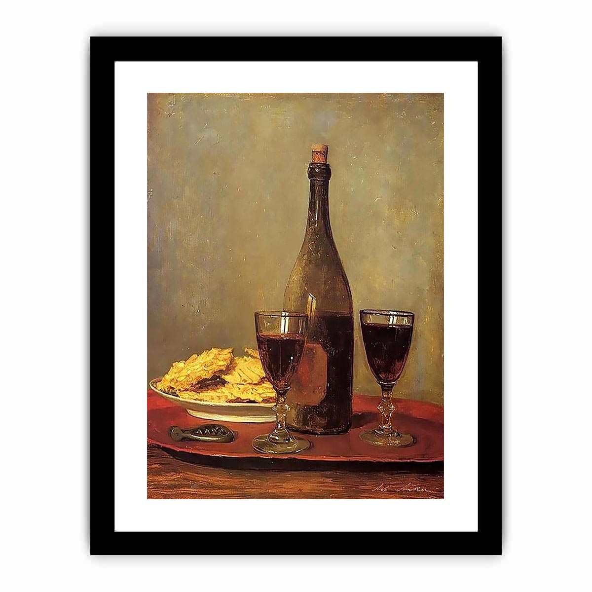Still Life: Two Glass of Red Wine by Albert Anker