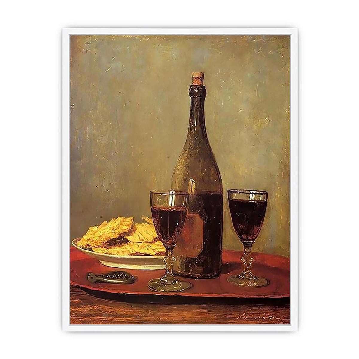 Still Life: Two Glass of Red Wine by Albert Anker