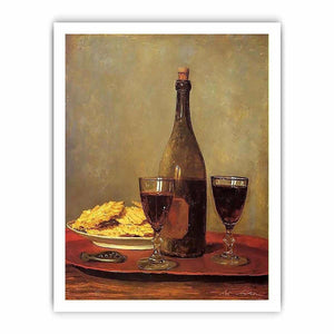 Still Life: Two Glass of Red Wine by Albert Anker