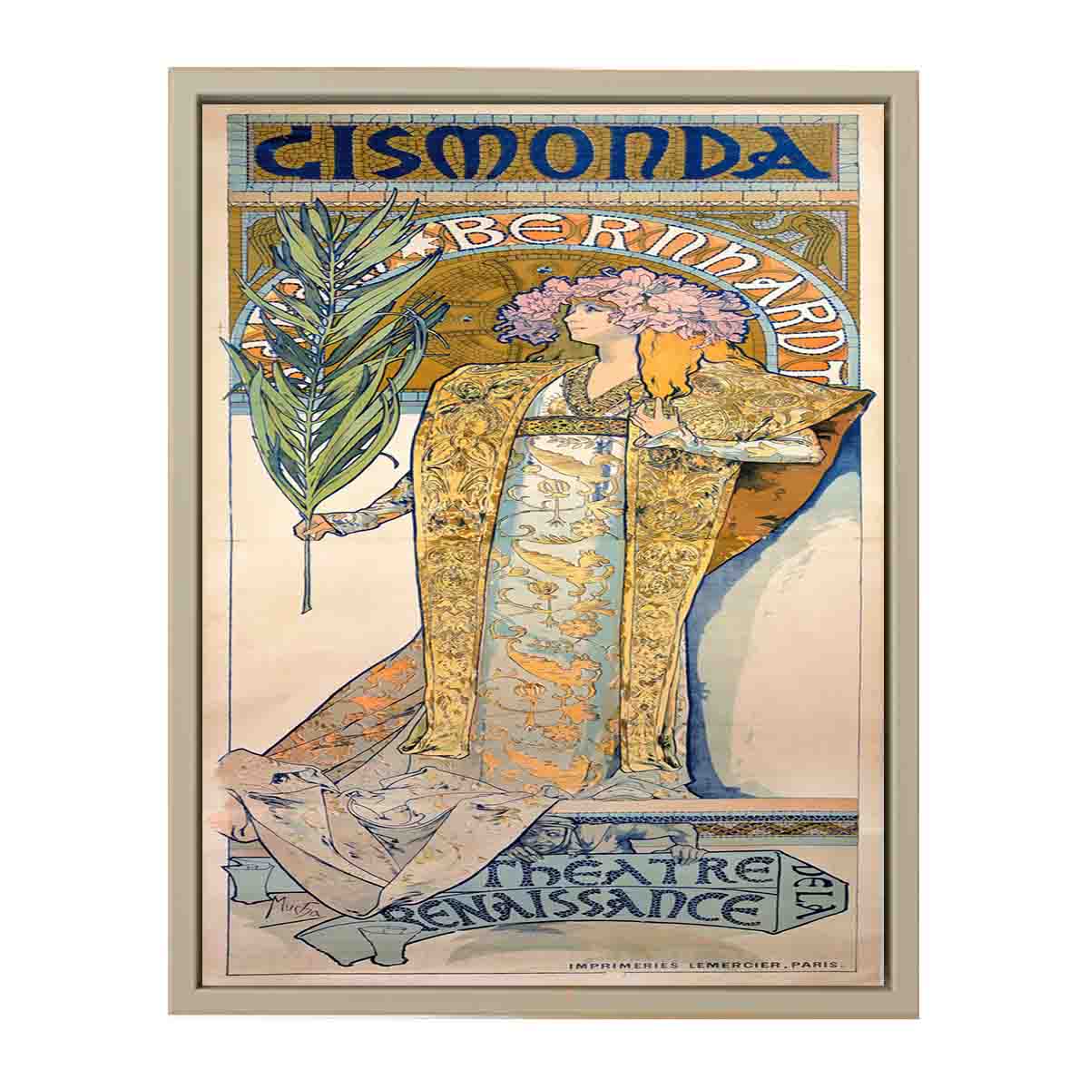 Poster for Victorien Sardou's Gismonda starring Sarah Bernhardt at the Théâtre de la Renaissance in Paris.