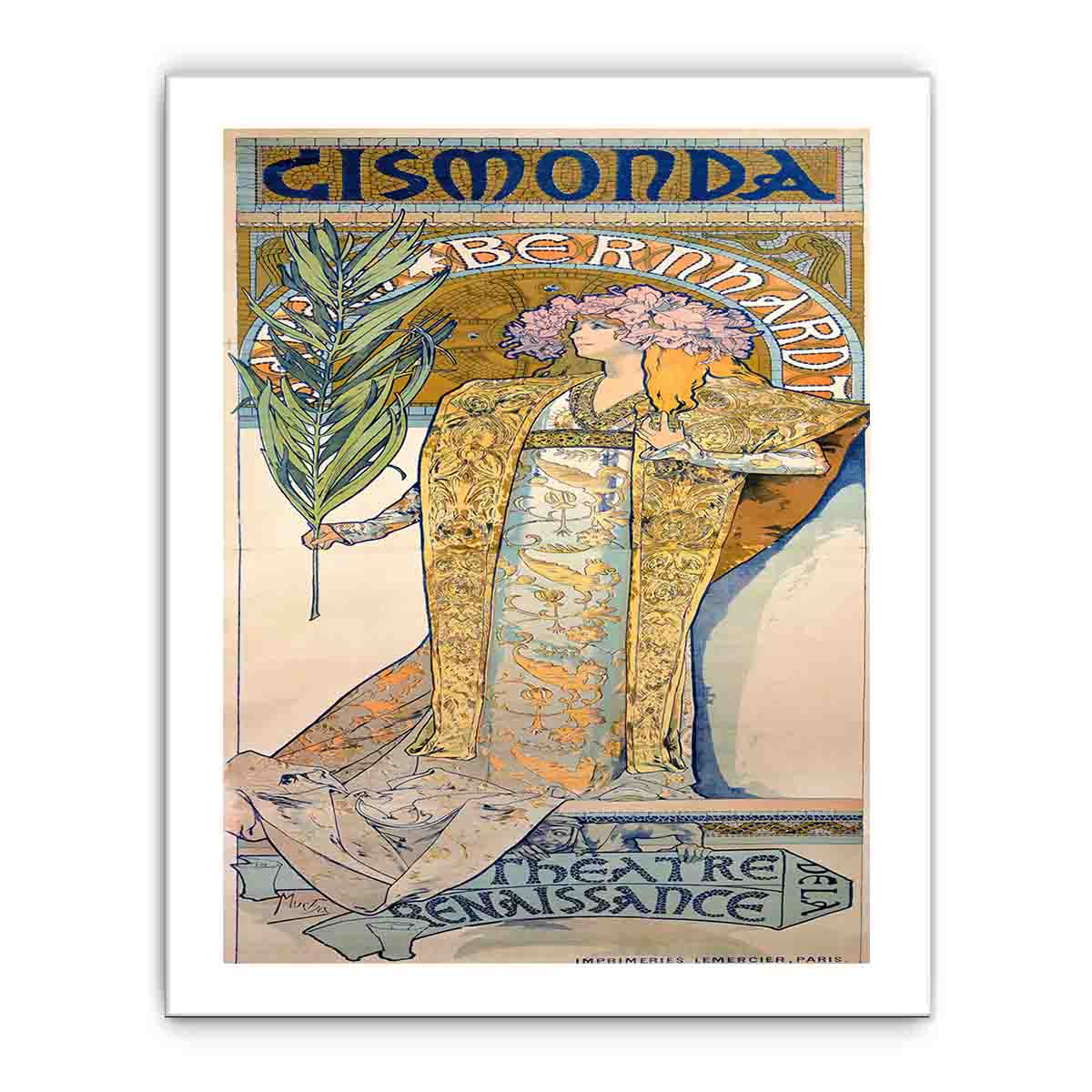 Poster for Victorien Sardou's Gismonda starring Sarah Bernhardt at the Théâtre de la Renaissance in Paris.