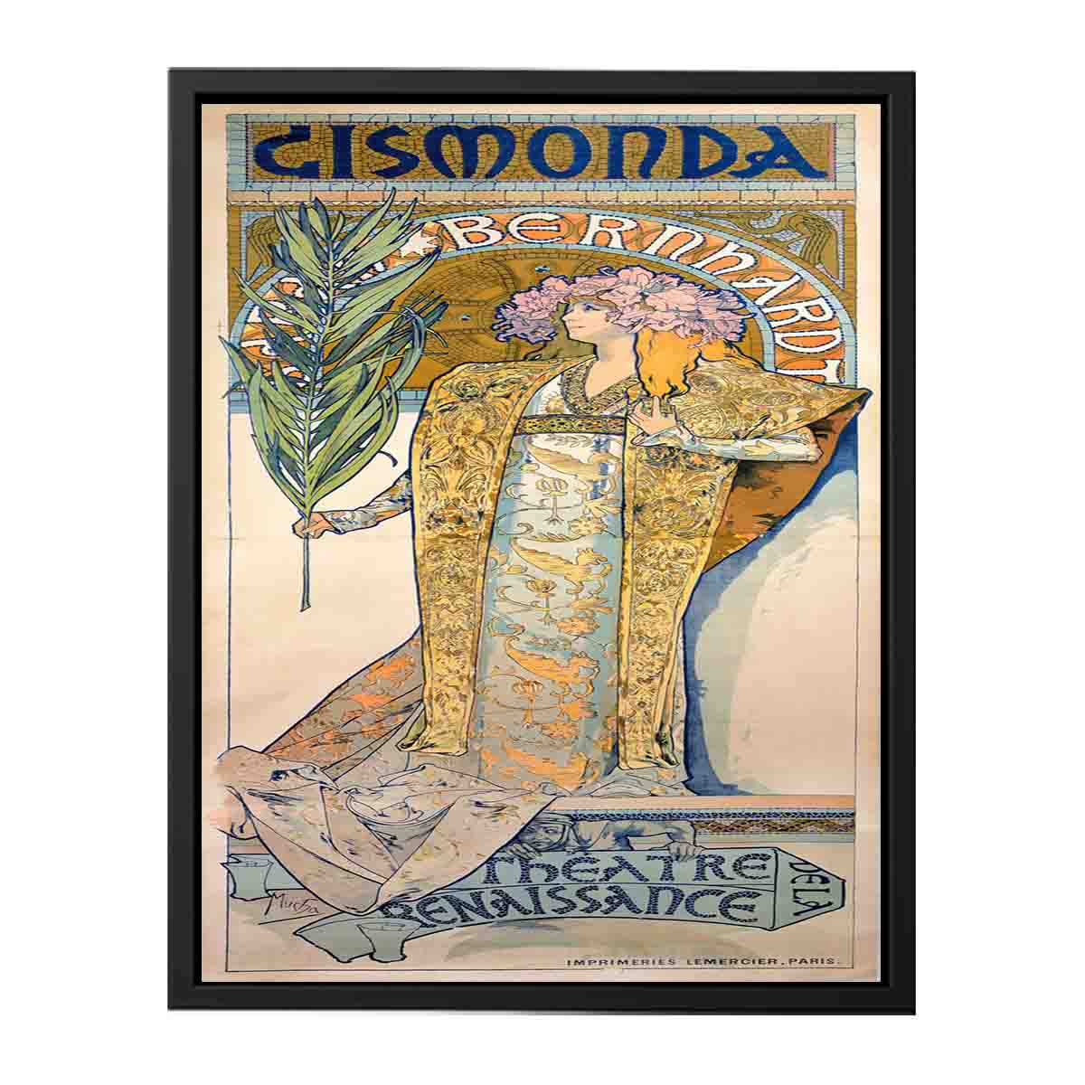 Poster for Victorien Sardou's Gismonda starring Sarah Bernhardt at the Théâtre de la Renaissance in Paris.