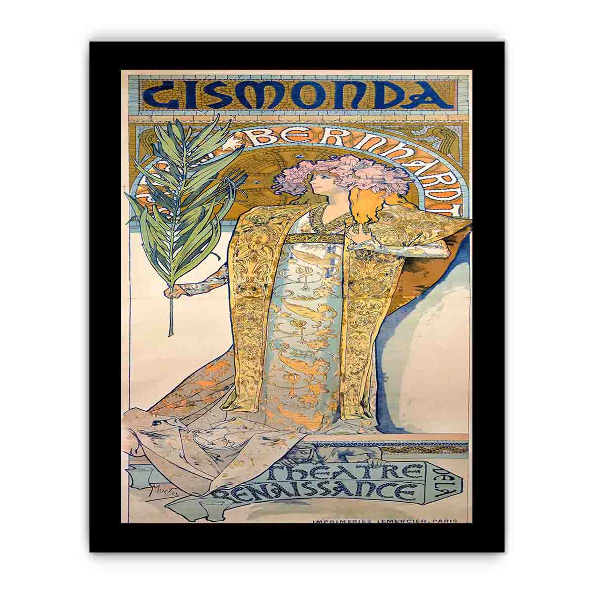 Poster for Victorien Sardou's Gismonda starring Sarah Bernhardt at the Théâtre de la Renaissance in Paris.