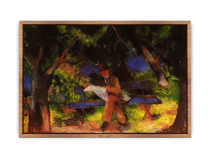 Reading man in park  by August Macke