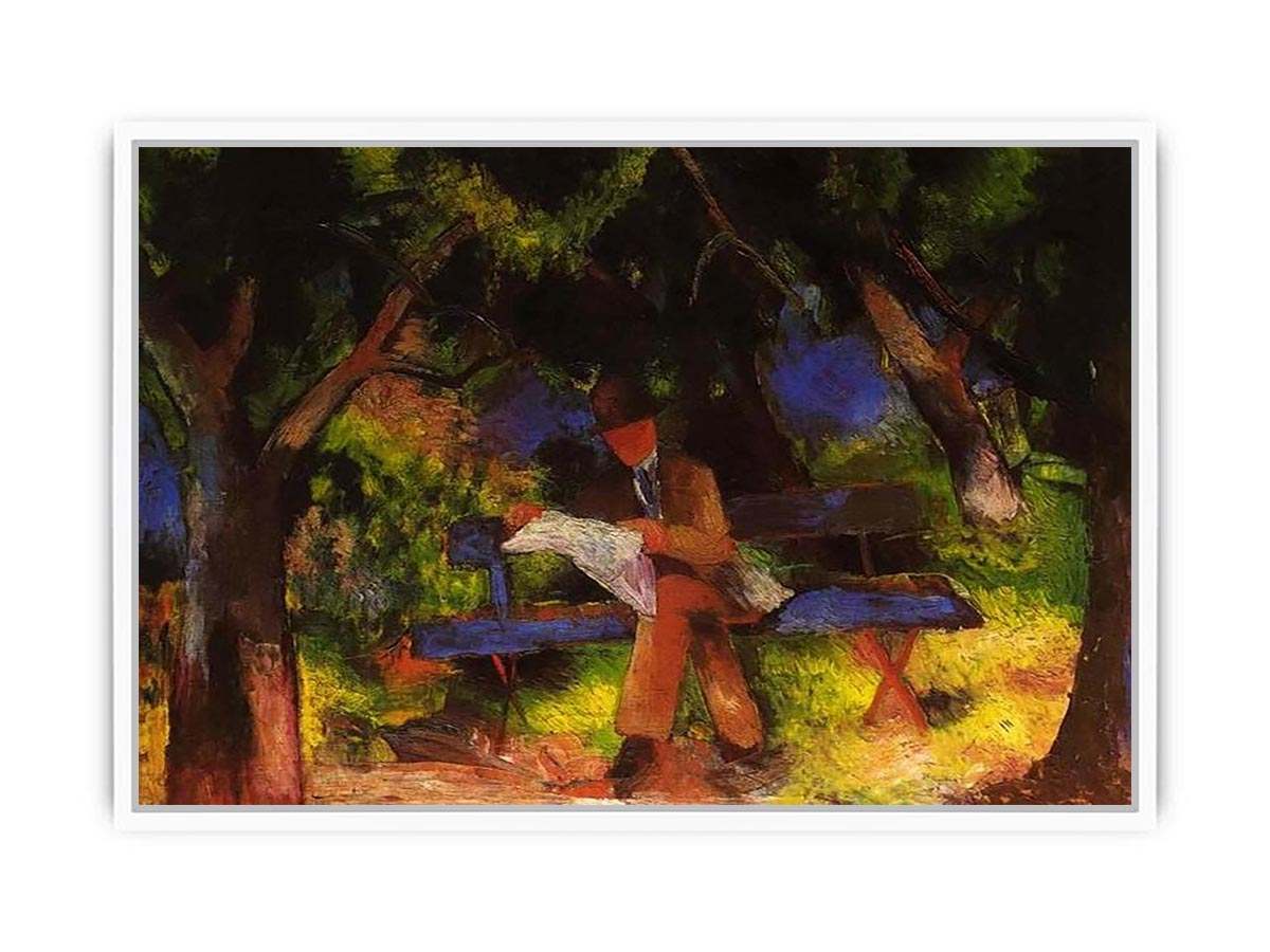 Reading man in park  by August Macke