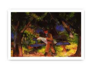 Reading man in park  by August Macke