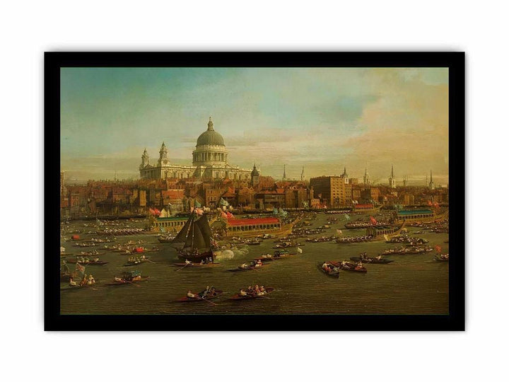 The River Thames with St. Paul's Cathedral on Lord Mayor's Day, detail of St. Paul's Cathedral, c.1747-48