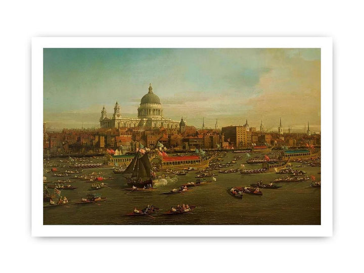 The River Thames with St. Paul's Cathedral on Lord Mayor's Day, detail of St. Paul's Cathedral, c.1747-48
