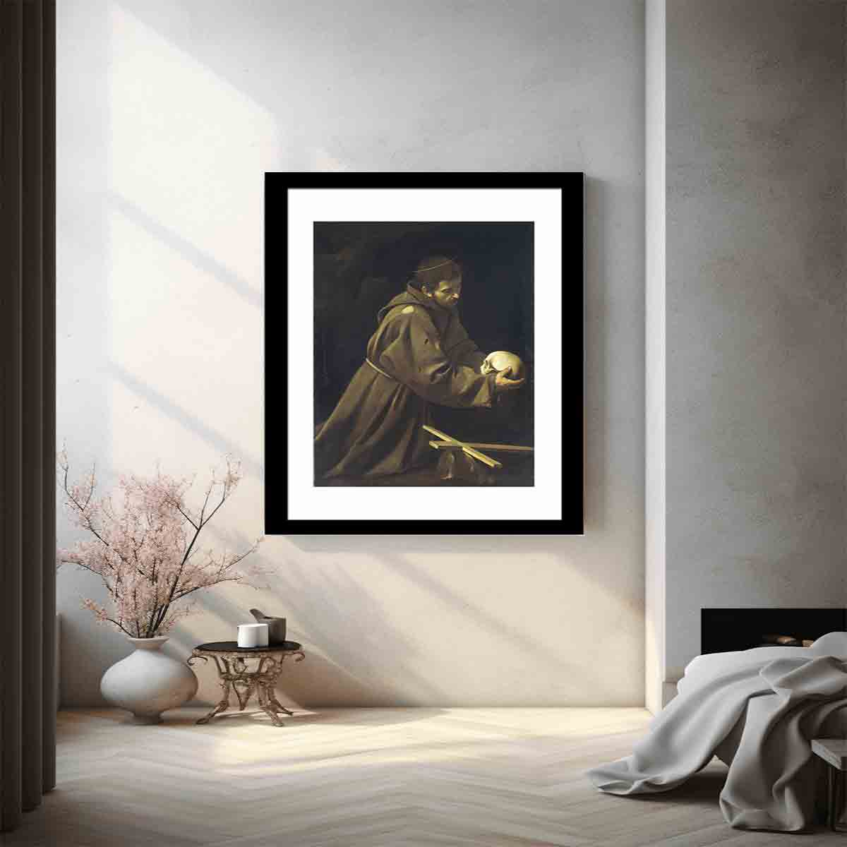St Francis in Prayer By Caravaggio