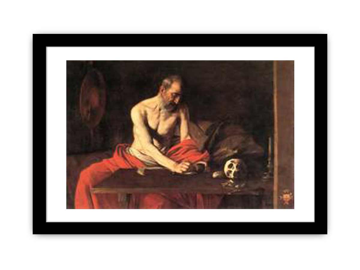 St Jerome, by Michelangelo Merisi da Caravaggio, 1607, at St John's Co-Cathedral, Valletta, Malta. Caravaggio