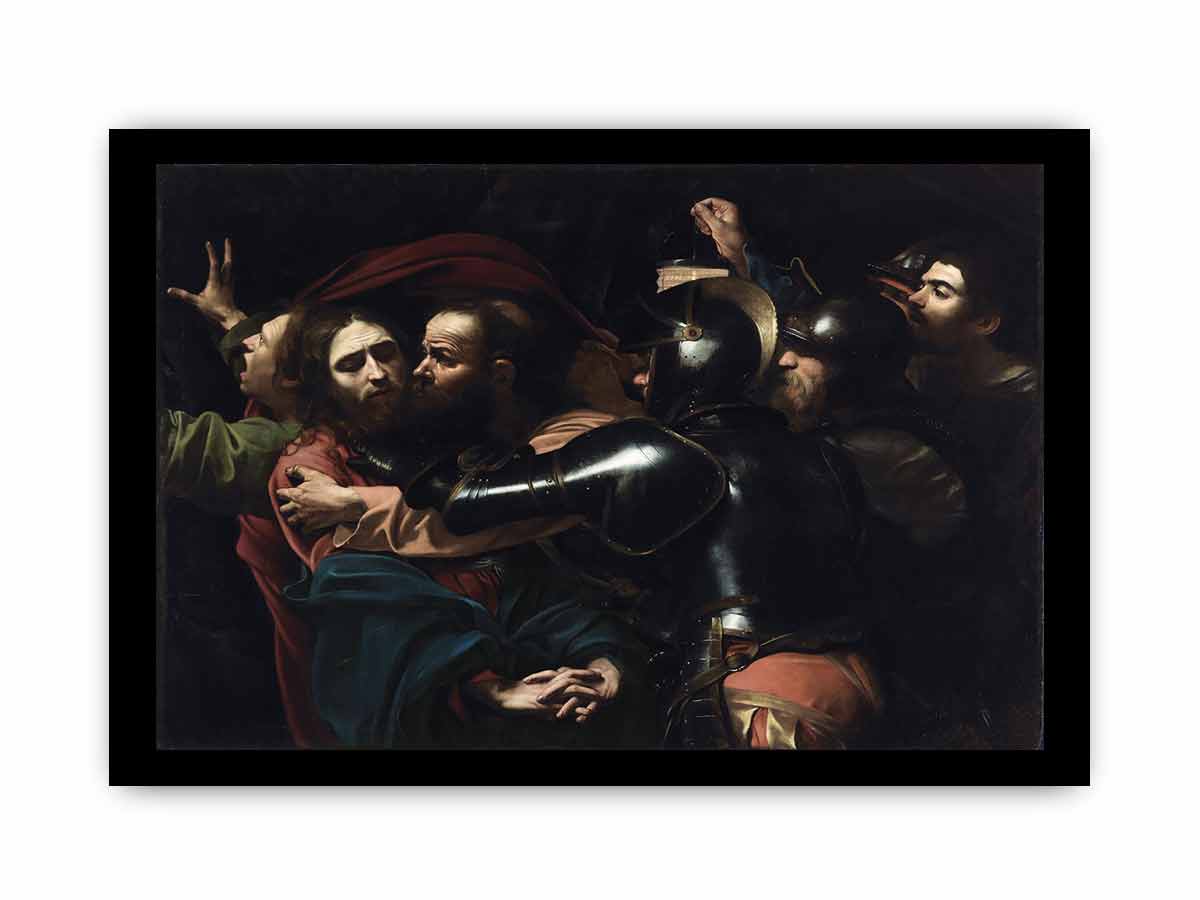 Caravaggio - The Taking of Christ (right colors and contrast - official image).