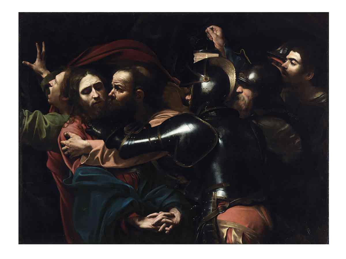 Caravaggio - The Taking of Christ (right colors and contrast - official image).