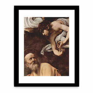 Paintings of Contarelli chapel in San Luigi dei Francesi church in Rome. Scene: St. Matthew and the angel, detail. By Caravaggio