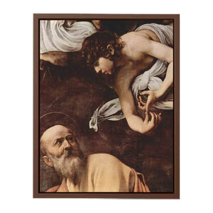 Paintings of Contarelli chapel in San Luigi dei Francesi church in Rome. Scene: St. Matthew and the angel, detail. By Caravaggio