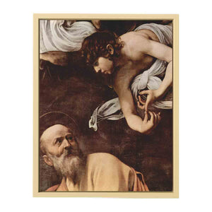 Paintings of Contarelli chapel in San Luigi dei Francesi church in Rome. Scene: St. Matthew and the angel, detail. By Caravaggio