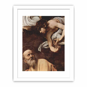 Paintings of Contarelli chapel in San Luigi dei Francesi church in Rome. Scene: St. Matthew and the angel, detail. By Caravaggio