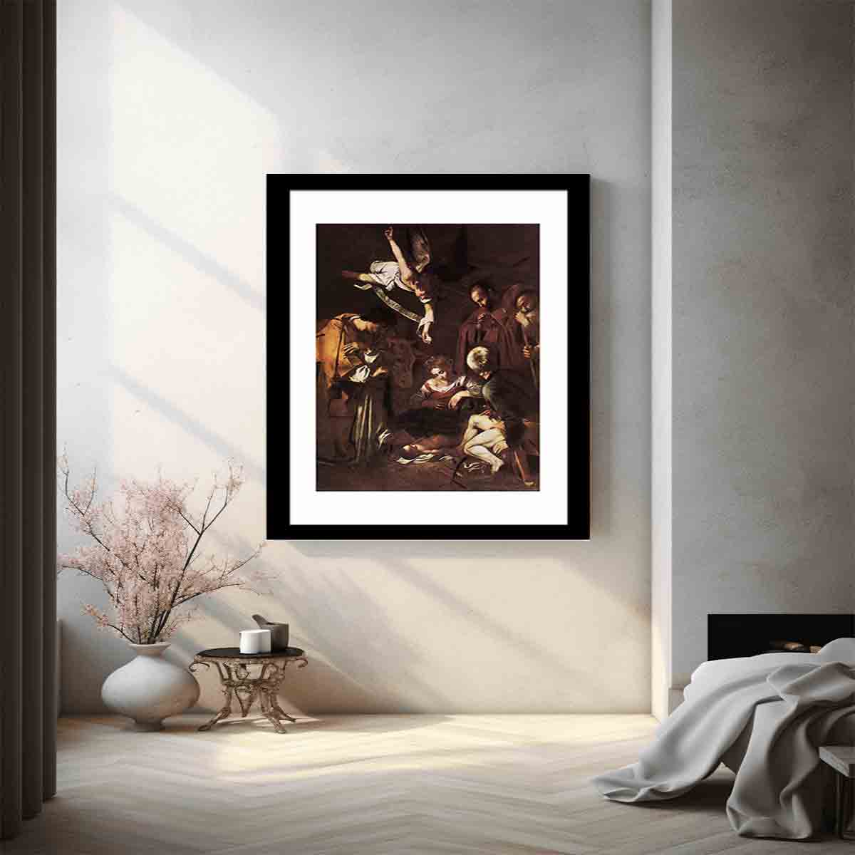 Nativity with St Francis and St Lawrence By Caravaggio