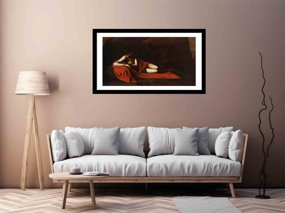 Saint John the Baptist Reclining By Caravaggio