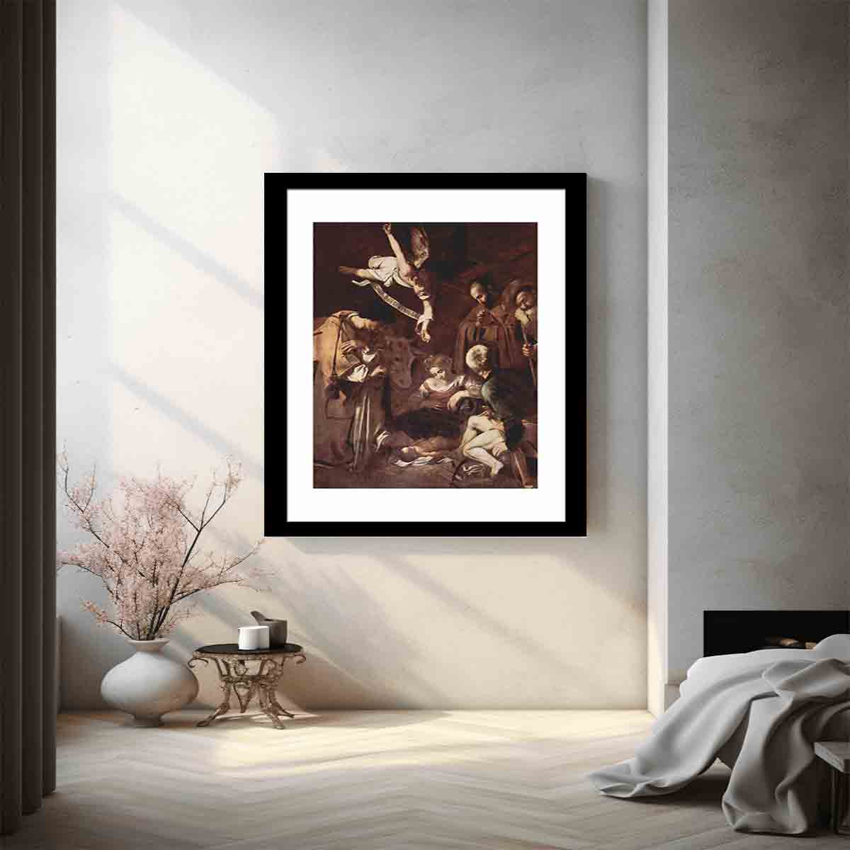Geburt Christi mit Hl. Lorenz und Hl. Franziskus By Caravaggio