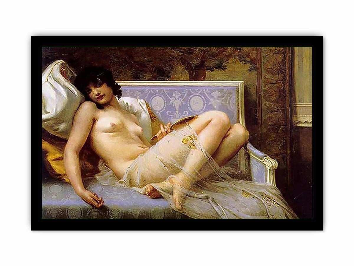 Jeune femme denudée sur canape (Young woman naked on a settee)