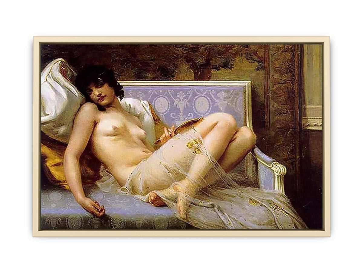 Jeune femme denudée sur canape (Young woman naked on a settee)