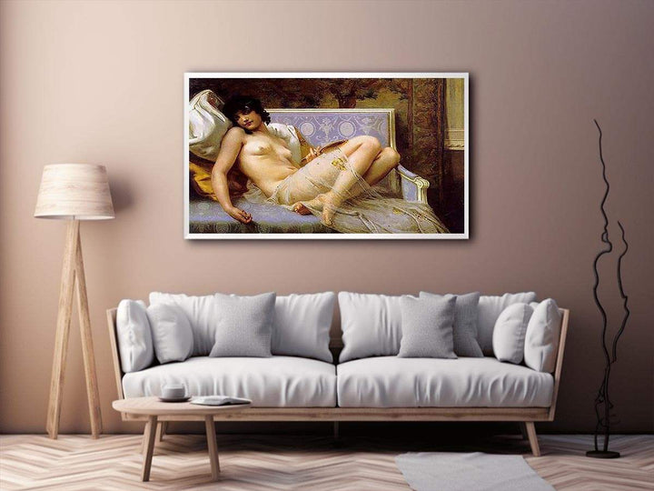 Jeune femme denudée sur canape (Young woman naked on a settee)